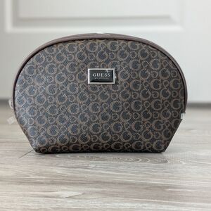 Guess Brown Monogram Cosmetic Bag